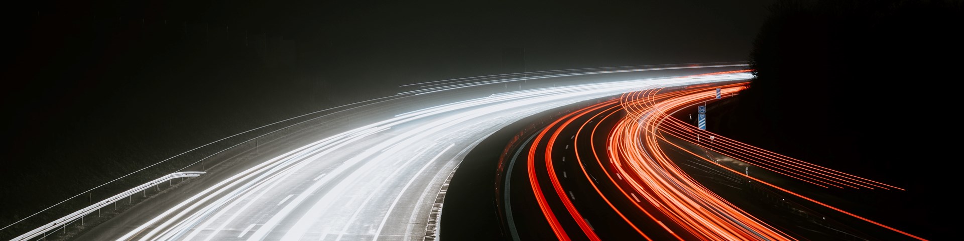 a UK motorway with blurred car lights